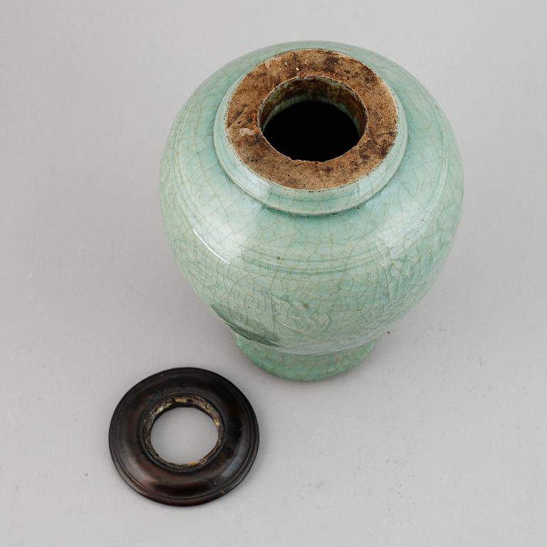 A celadon vase, Ming dynasty (1368-1644).