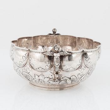 Skål med hänklar, silver, barockstil, Frankrike, 1800-tal.