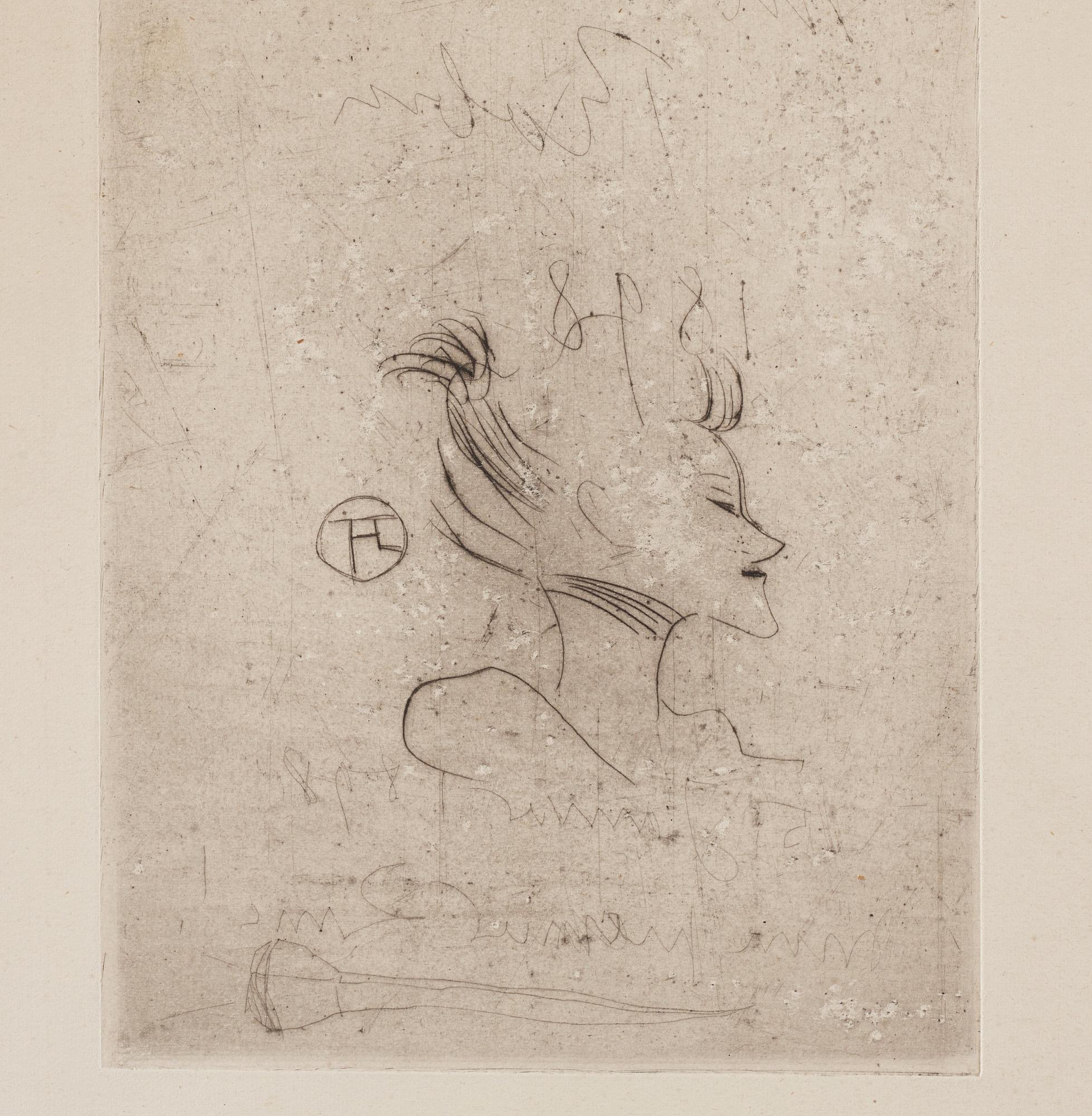 Henri de Toulouse-Lautrec, dry point etching, signed in the plate, 1898.