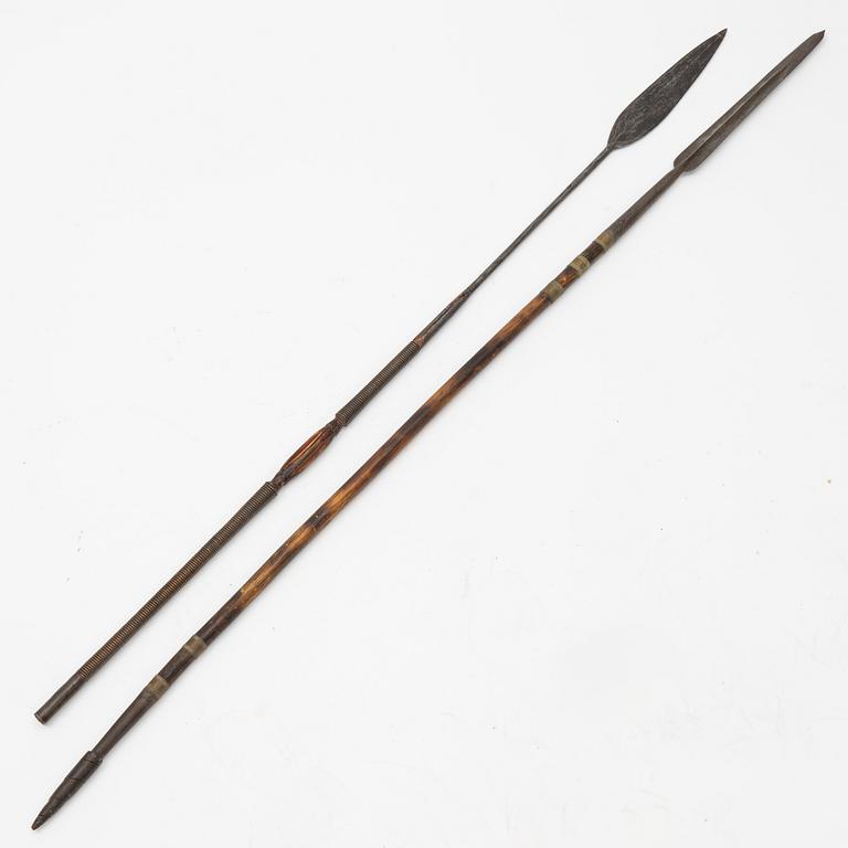 Spears, a pair, probably Kenya.