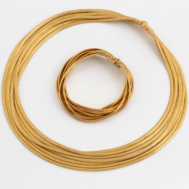 COLLIER och ARMBAND, 18K guld.