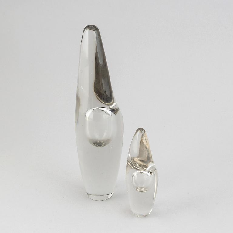 Two 'Orkidé' sculptures/vases by Timo Sarpaneva, Iittala, one dated 1957.