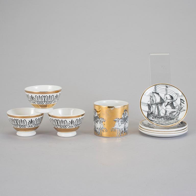 PARTI KERAMIK, 8 st, flintgods, Fornasetti, Italien, 1900-talets mitt.