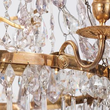 A Gustavian six-light chandelier, late 18th century.