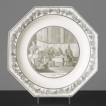 A set of six cream ware dinner plates, France Creil, 19th Century.