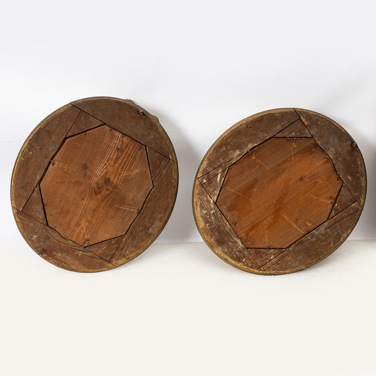 A pair of gilt-gesso one-branch girandole mirrors, later part 19th century.