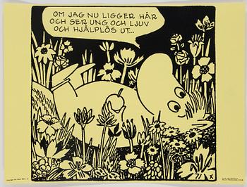 TOVE JANSSON, six Moomin posters from Bull's Presstjänst, Art Work Shop, 1960's.