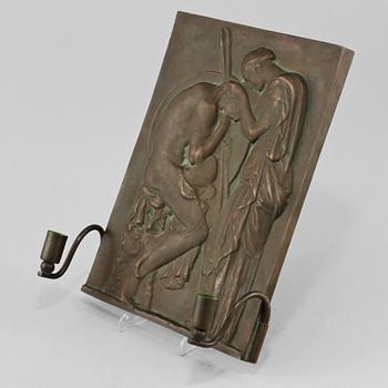 VÄGGLAMPETT, brons, art deco, 1920/1930-tal.