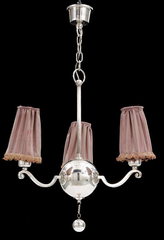 TAKLAMPA, nysilver, tillskriven Elis Bergh, CG Hallberg, 1920-tal. H 80.