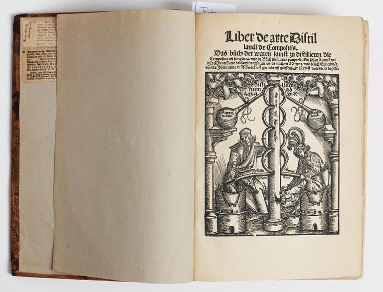 HIERONYMUS BRAUNSCHWEIG, Liber de arte Distillandi de Compositis.., Strasbourg 1512-14.