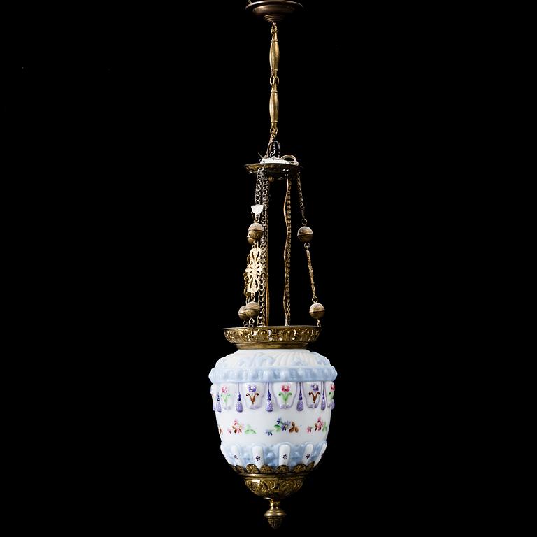 A glass ceiling lamp, late 19th Century.