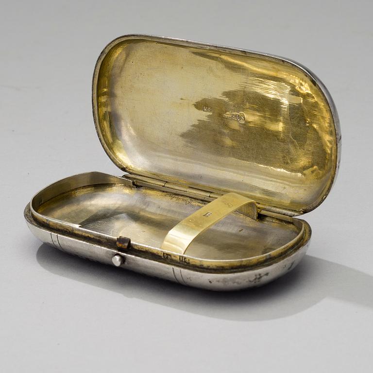 CIGAR CASE, silver and niello, Moscow 1864, N.Feofilov, weight 112 g.