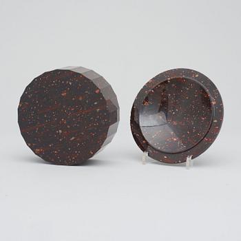 A Swedish Empire porphyry butter box.