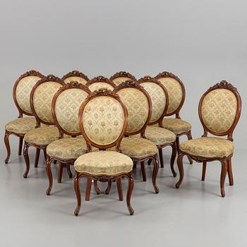 A set of eleven Neo Rococo chairs, secons half of the 19th century.