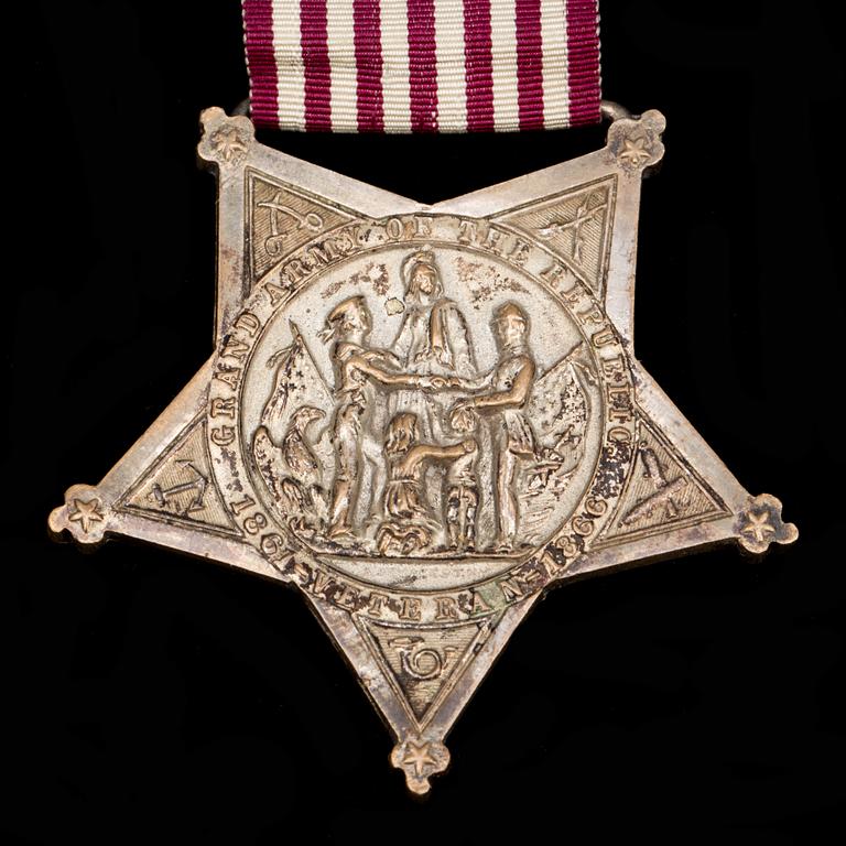 MEDALJ, försilvrad. För veteraner i Amerikanska inbördeskriget 1861-66.