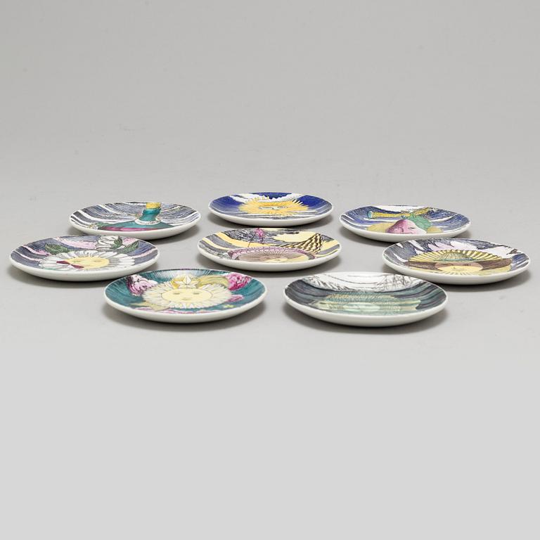 FORNASETTI, coasters, 8 st, porslin, "Soli di Fornasetti", Milano, Italien.