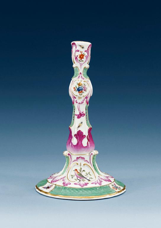 A candlestick, 19th Century, with Meissen like mark.