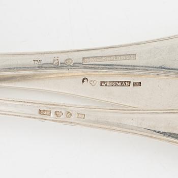 Skedar, 8 st, silver, bl.a Nils Wendelius, Uppsala, 1826.