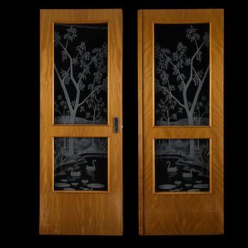 DÖRRAR, ett par, Svenskt trä AB, Tibro, 1900-talets mitt.