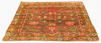 Täcke, rya, ca 181,5 x 160 cm, Finland, daterad 1789.