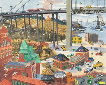 Mona Huss Walin, litografi, signerad och daterad -71 med dedikation, onumrerad.