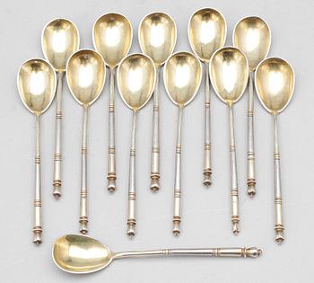 MOCKASKEDAR, 12 st, silver, Ryssland, 1800/1900-tal, total vikt ca 171g.