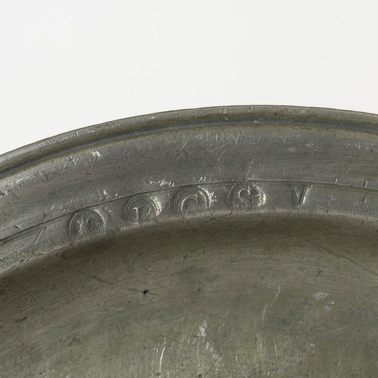 Tin objects, six pieces, Sweden, 18th-19th century.