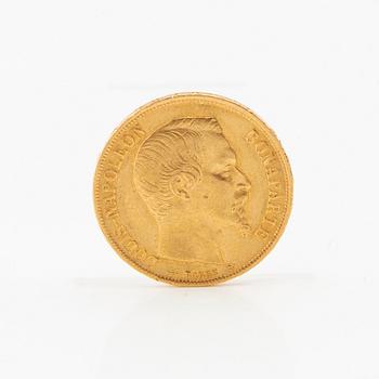 Gold coin 20 francs 1852 France Louis Napoleon.