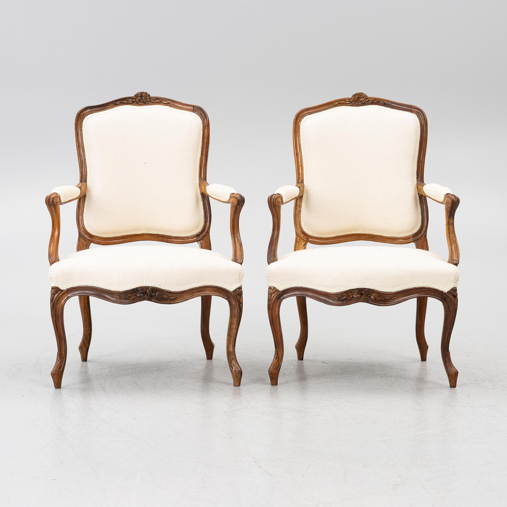 Armchairs, a pair, Rococo, 18th century.