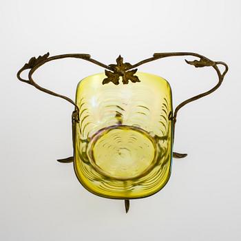 SKÅL, glas och metall, art nouveau, Loetz art, sekelskiftet 1800/1900.