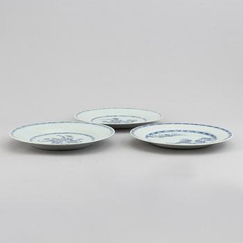 Six blue and white export plates, Qing dynasty, Qianlong (1736-95).