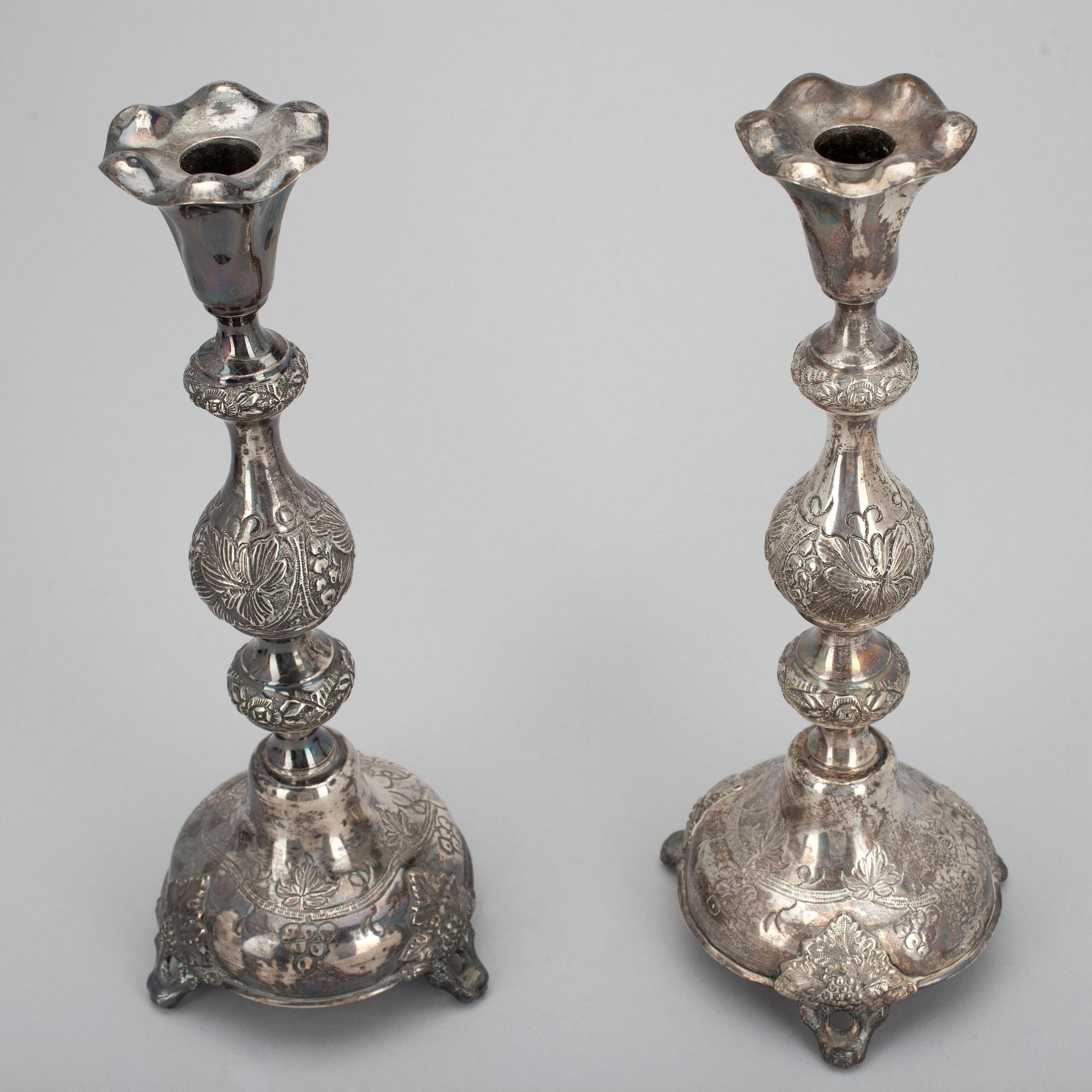 LJUSSTAKAR, silver, Szekman, Polen 1895. Vikt 492,5 g.