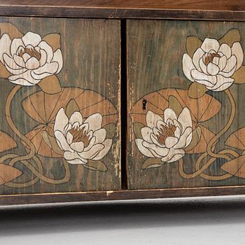 Märta Lindblom, & Carl Otto Lundgren, wall cabinet, signed and dated 1899.