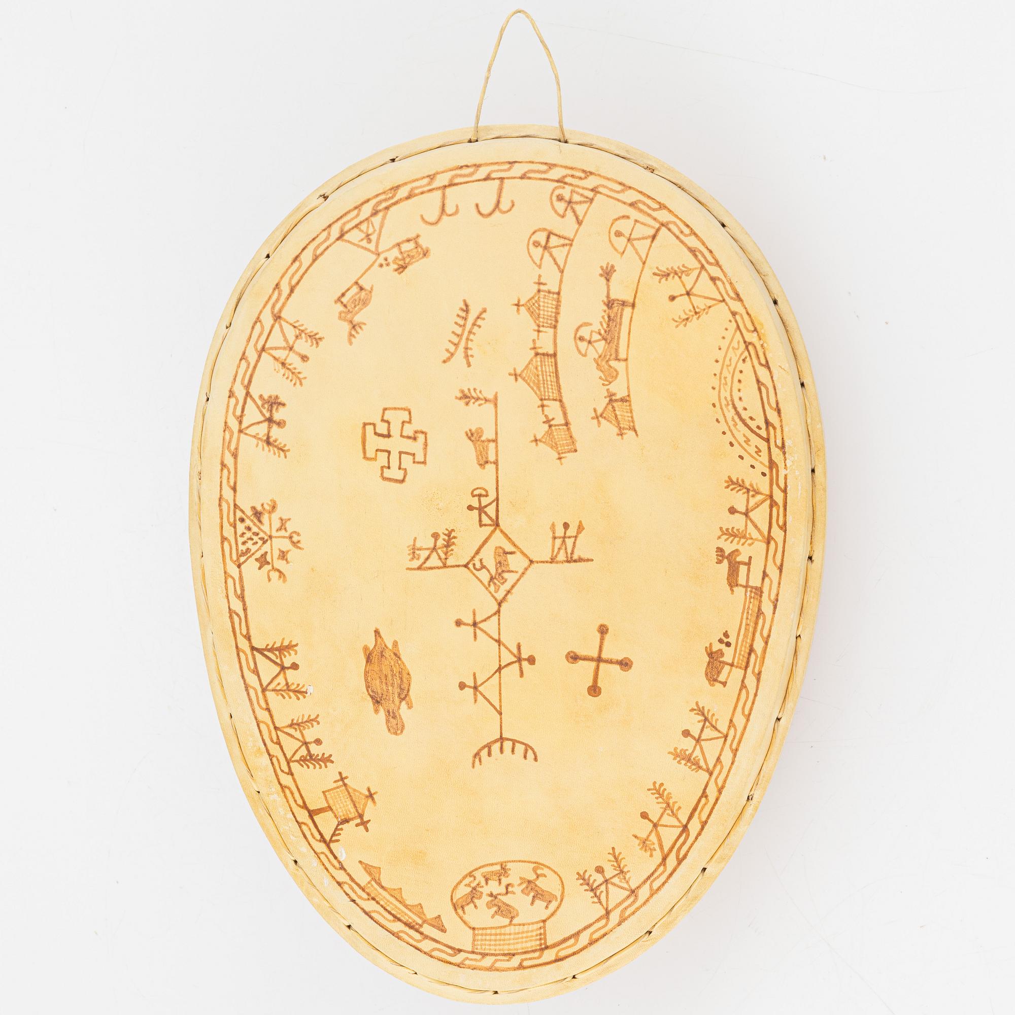 Olof Tomas Svonni, a cermonial drum, signed.