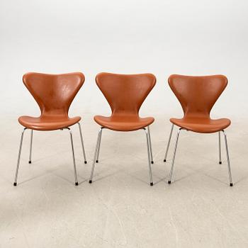 Arne Jacobsen, chairs 6 pcs "The Seven" for Fritz Hansen, late 20th century.