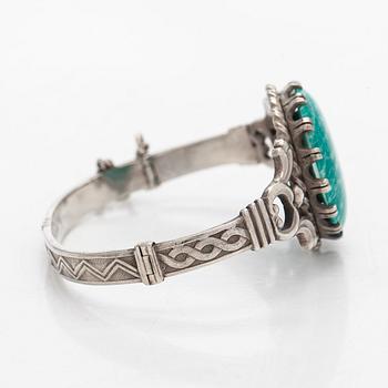 Bracelet, cabochon cut amazonite, silver. A. Tillander, Helsinki 1937.