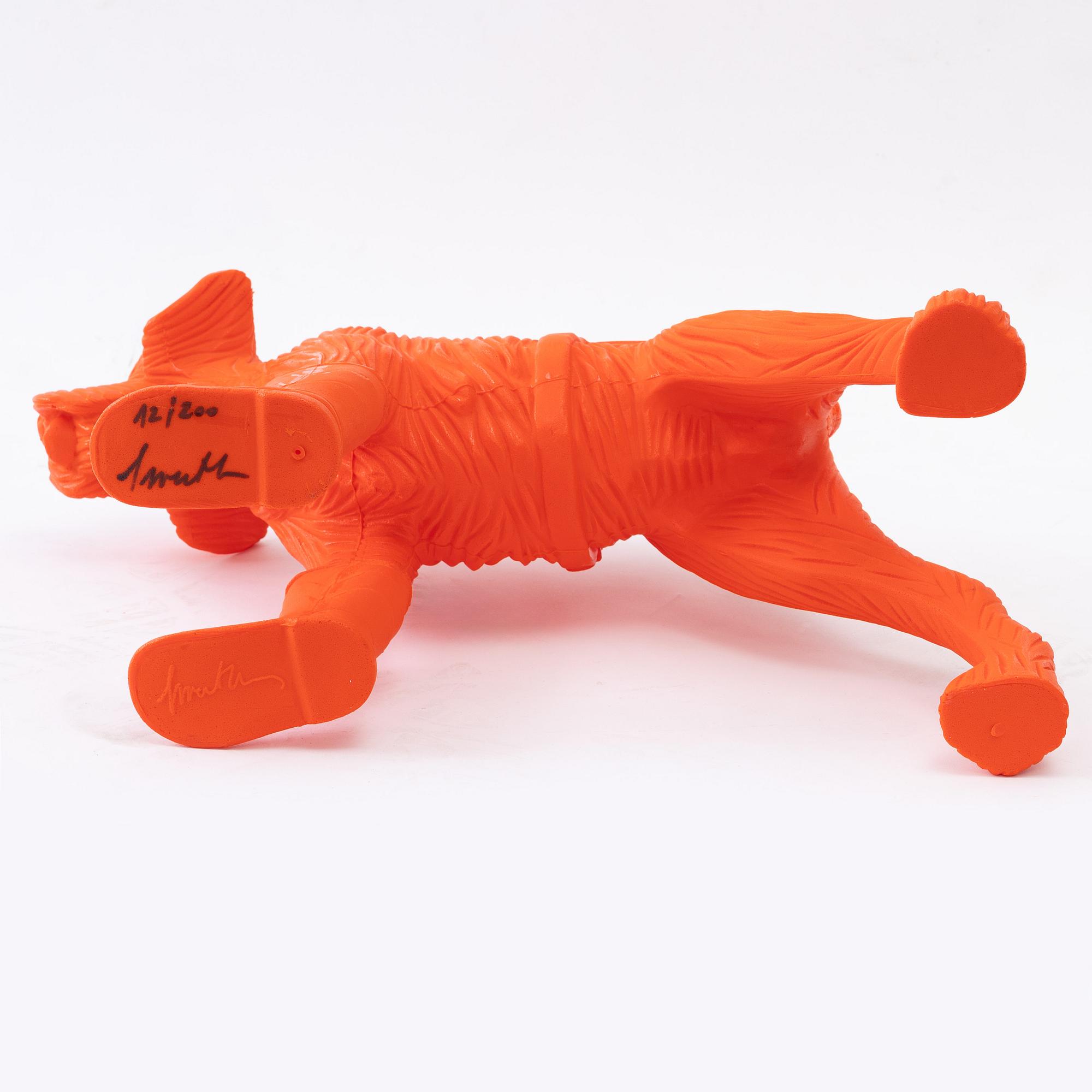 William Sweetlove, "Cloned Schnauzer with water bottle". (Orange).