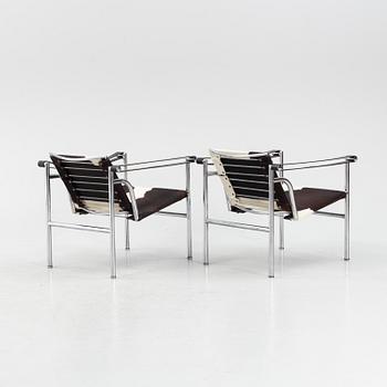 Le Corbusier, fåtöljer ett par, "LC-1", Cassina, formgiven 1928.