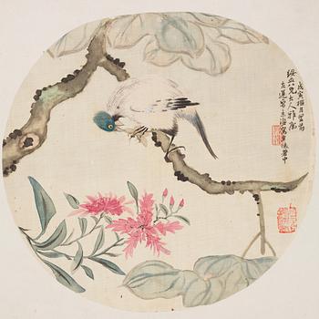 Two Fan paintings by unknown artis, late Qing dynasty.