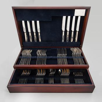 Bestickuppsättning, 84 delar, sterlingsilver, "Grecian Pattern", Carrs, Sheffield 1995. I originalschatull.