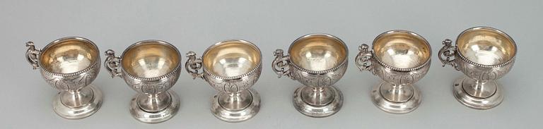 PUNSCHBÄGARE, 6 st, silver, Österike-Ungern 1866-1922. Tot. vikt ca 313 g.