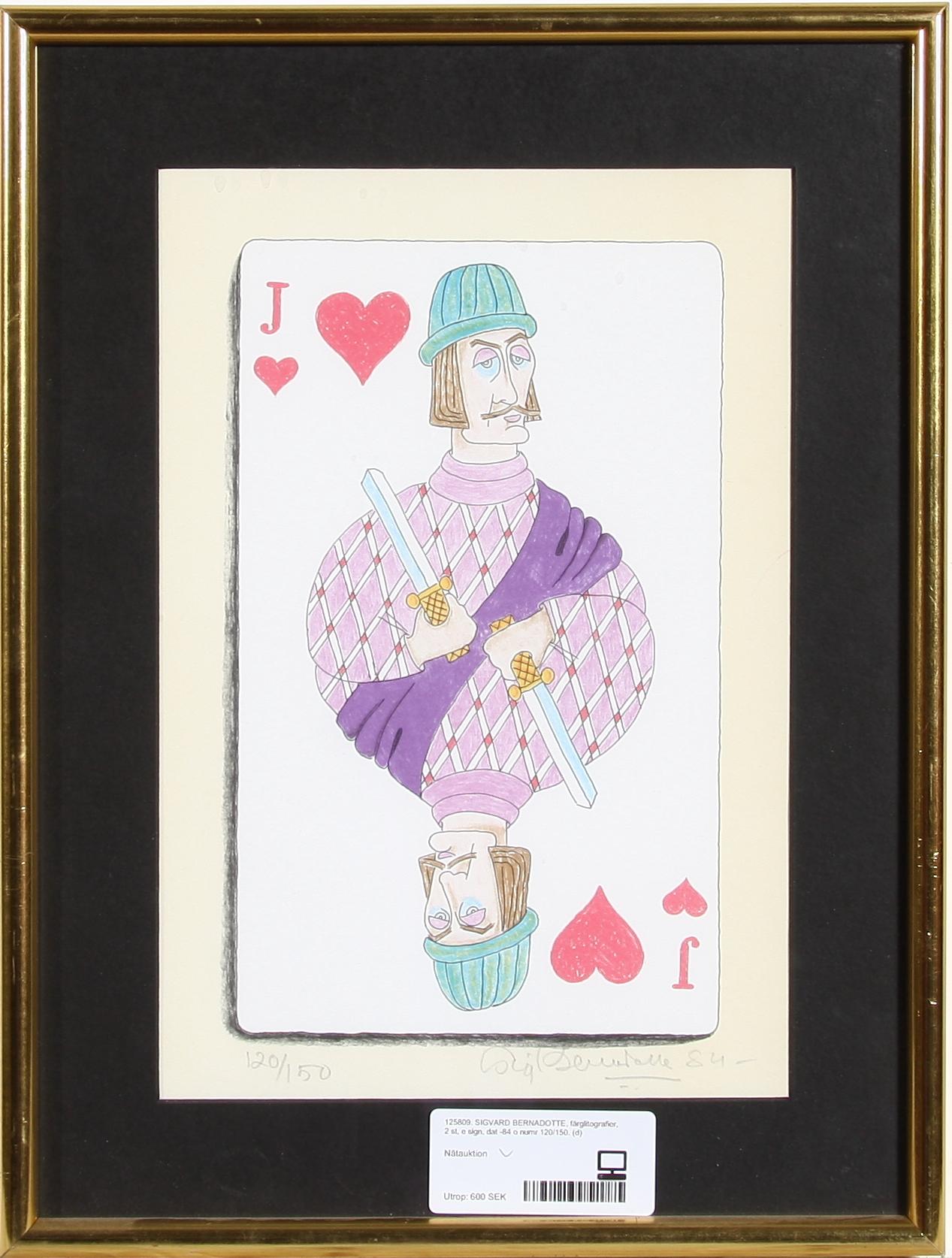 SIGVARD BERNADOTTE, färglitografier, 2 st, e sign, dat -84 o numr 120/150.