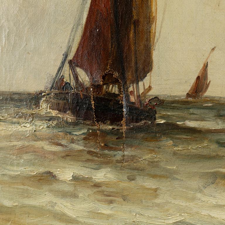 Gustave de Breanski, Sailing into harbour.