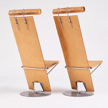 Börge Lindau, & Bo Lindercrantz, a pair of 'Plankan' chairs, Lammhults Möbel AB, Sweden 1980s.