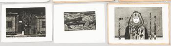 ALLAN KUNTSI, etsningar och träsnitt 10 st, signerade och daterade, numrerade.