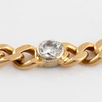 18K gold, brilliant cut diamond and ruby bracelet.