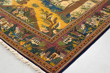A rug, semi-antik Kashan figural, ca 216 x 133,5 cm.