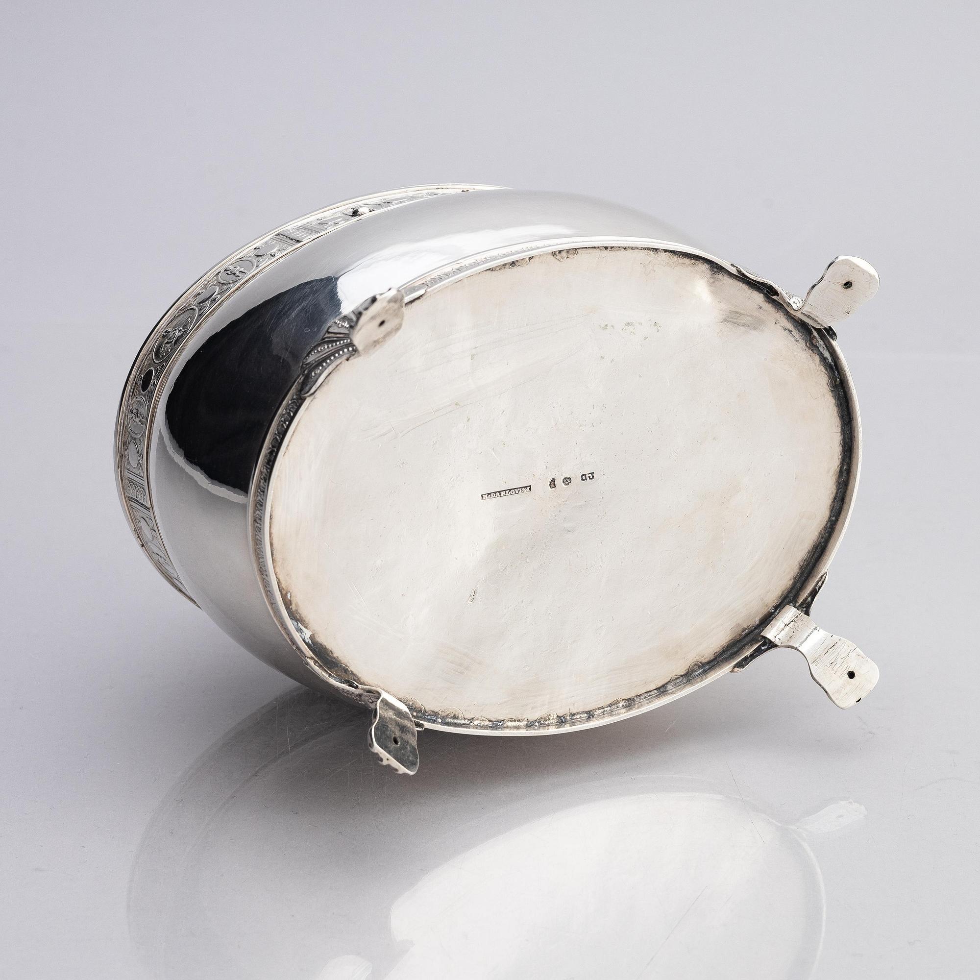 A Swedish empire silver sugar-casket, mark of Magnus Dahlqvist, Stockholm 1822.