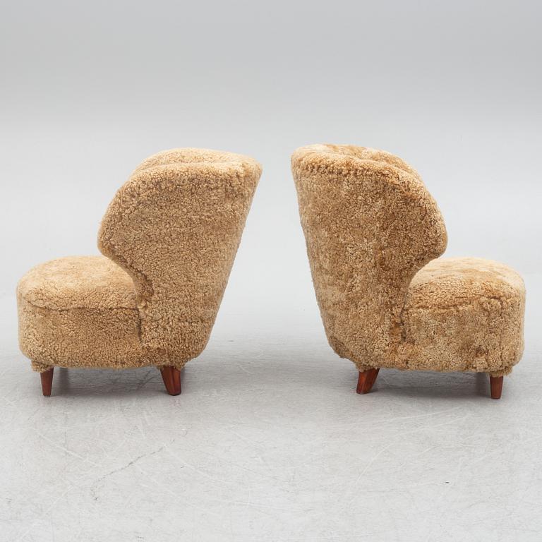Armchairs, a pair, Swedish modern, mid-20th century.
