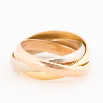 CARTIER, RING, "Trinity", 18K guld i tre färger. Importstämplar 1989.